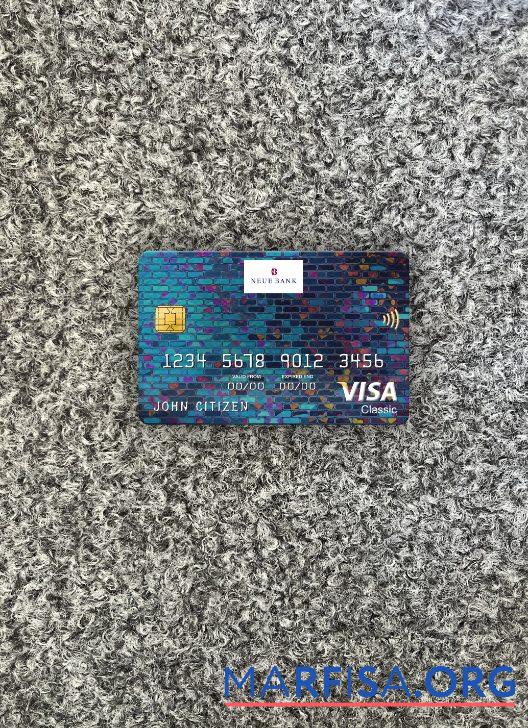 Blank Liechtenstein Neue Bank AG bank visa classic card photolook front sample